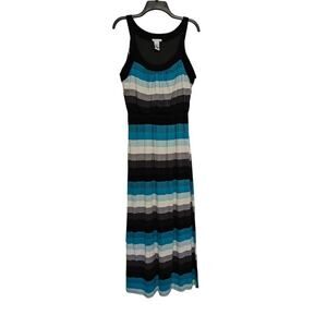 Amanda Lane Women's Multicolor Striped Maxi Dress Sz Medium